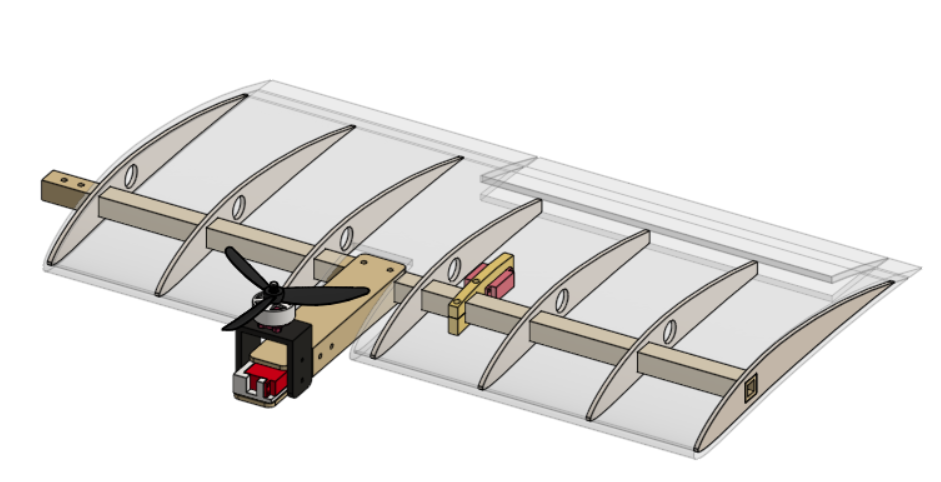 CAD detail of the wing ribs and spar assembly